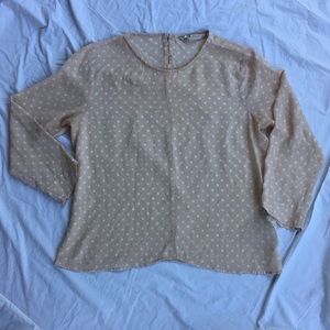 Zara Basic Blush Pink Polka Dot Blouse